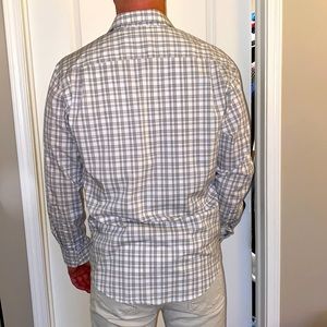 Grey and white check button up